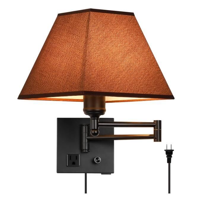 Swing Arm Wall Sconce with USB and Outlet