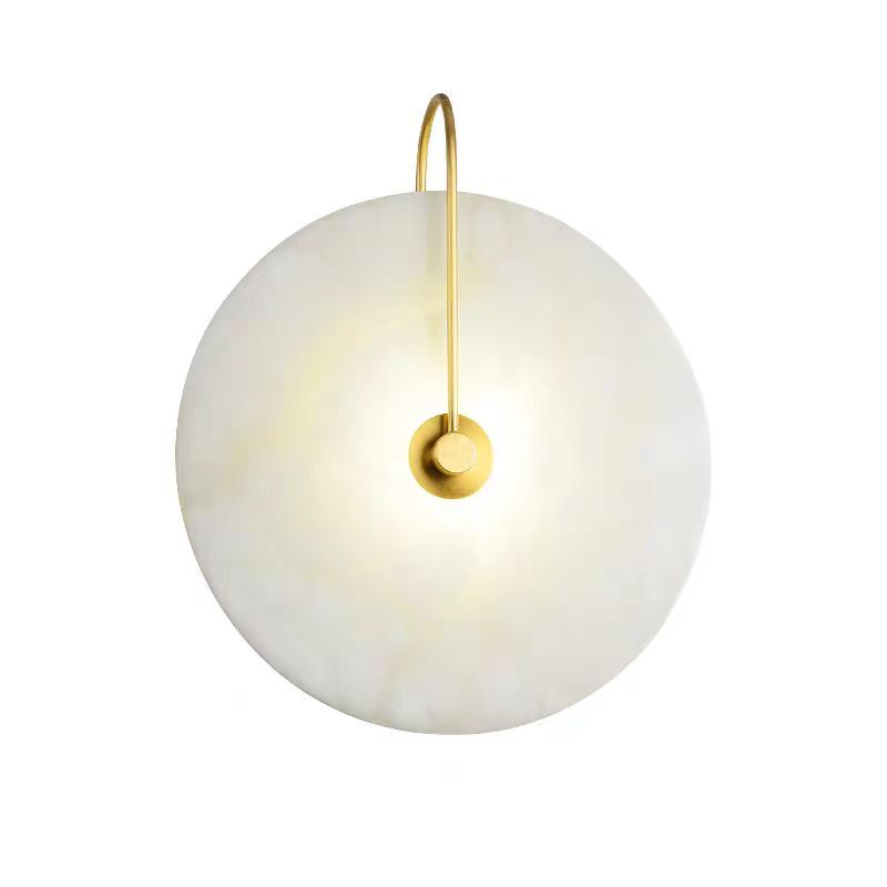 Aria Alabaster Round Bedroom Bedside Wall Sconce