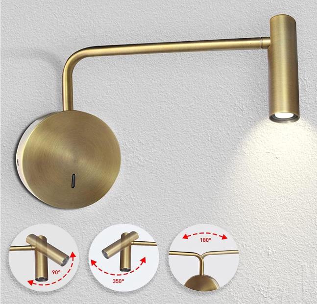 modern Wall Mounted Reading Light for Bedroom LED Hardwired Sconce with Switch