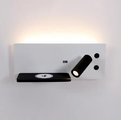 Black Bedroom Wall Sconce with Wireless Charger & USB Port